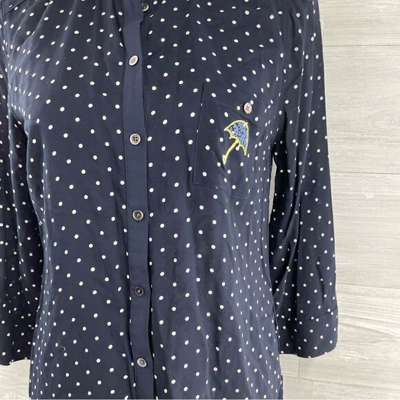 Anthropologie Maeve Umbrella Polka Dot Button Down Top - Picture 3 of 8
